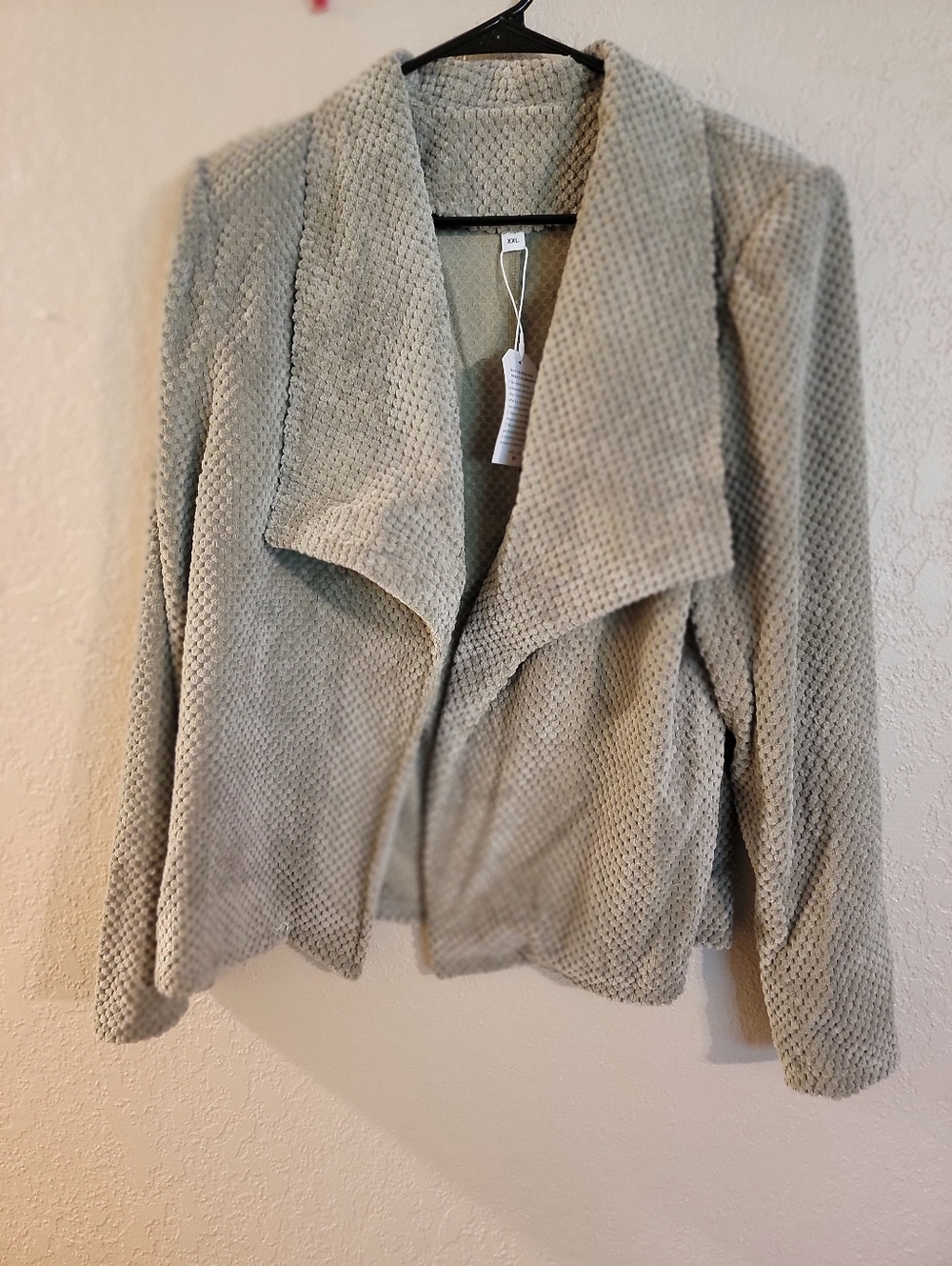 Sage Green Open Front Women's Textured Jacket